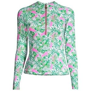 NWT Lilly Pulitzer Nayte Rashguard Swim Top Botanical Green Just Wing It 8
